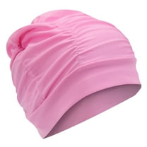 BLEEUS Swim For Women Pleated Bathing Caps Swimming Hats For Long Hair (Pink) Water Sports Supplies (Pink)