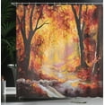 thumbnail image 4 of Ambesonne Autumn Shower Curtain, Forest Trees Leaves, 69"Wx70"L, Orange Brown, 4 of 5