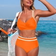 thumbnail image 5 of Duqingm Swimsuits Tops And Bottoms Women Two Piece Bathing Suits Push Up Bikini Set Halter Swimsuit Vintage Swimwear Orange,S, 5 of 7