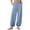 Blue, variant on UAMVSH Cotton Linen Pants for Women Soft Summer Beach Vacation Boho Harem Pants Baggy Smocked Waist Pants with Pockets