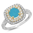 thumbnail image 2 of 1.615 ct Round Cut Simulated Turquoise Halo Engagement Ring for Women in 14K White/Yellow Gold, 2 of 2
