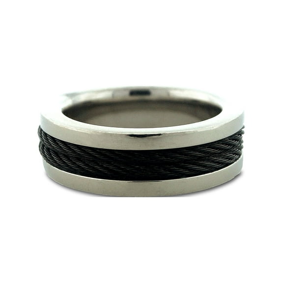 Forever New 316L Stainless Steel with Black Rubber Band Men's Ring