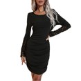 thumbnail image 2 of Vestido De Manga Larga De Encaje Para Mujer, Vestido De Manga Larga De Encaje Con Cuello Redondo Microelástico Otoño Invierno Para El Ocio Para Ir De Compras ANGGREK Otros, 2 of 8