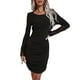 thumbnail image 2 of Vestido De Manga Larga De Encaje Para Mujer, Vestido De Manga Larga De Encaje Con Cuello Redondo Y Microelástico En La Cadera Costura De Encaje Para El Ocio Para El Trabajo ANGGREK Negro L, 2 of 8