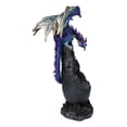 thumbnail image 3 of Medieval Blue Dragon Perching On Abandoned Castle Tower Ruins Figurine 12"H, 3 of 9