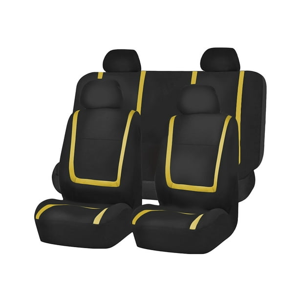 9 piezas cubierta de asiento de coche cubierta de asiento de automóvil universal espesar protector de asiento de coche resistente al desgaste estera accesorio interior del coche (amarillo)