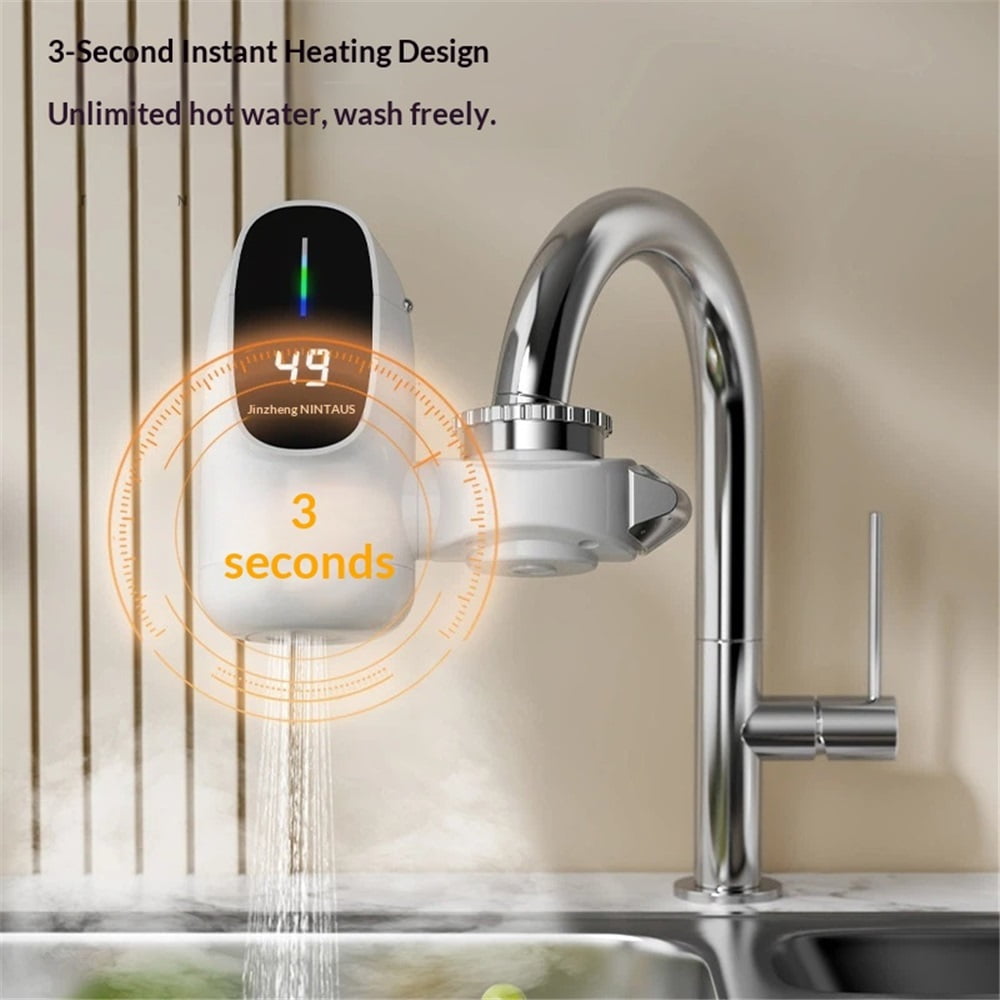 Electric Heating Faucet,110V Tankless Hot Water Heater Faucet with LED Temperature Display, Instant Tankless Water Heater for Kitchen Bathroom Fast Heating Tap Water Faucet（American standard plug）