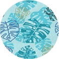 thumbnail image 1 of Ahgly Company Machine Washable Indoor Round Transitional Tron Blue Area Rugs, 3' Round, 1 of 7