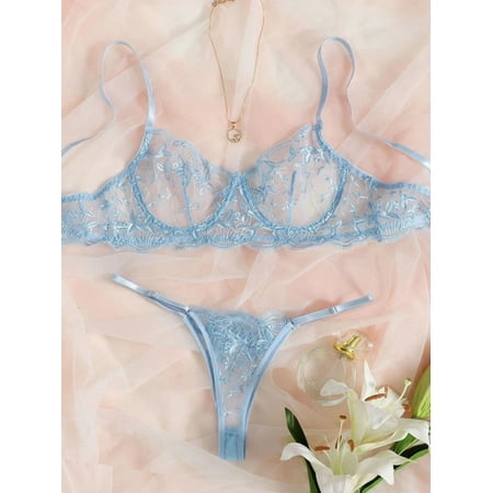 

Blue Lingerie Set Embroidered