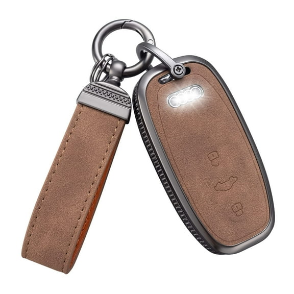 Compatible with Audi Key Fob Cover with Keychain Leather Key Case Protector Fit for R8 Q5 Q7 S3 S4 S5 S6 S7 S8 SQ5 RS5 RS7 A4 A5 A6 A7 A8 Smart Key