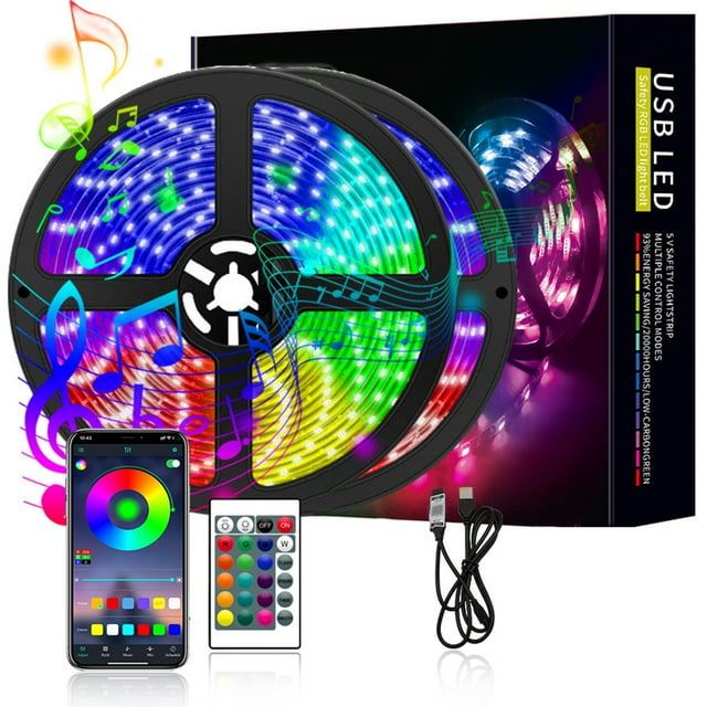 Tiras de luces LED cortables y fáciles de instalar, luces LED WiFi inteligentes para dormitorio, sincronización de música Bluetooth para tiras de luces para toldos de RV, 1,65 m