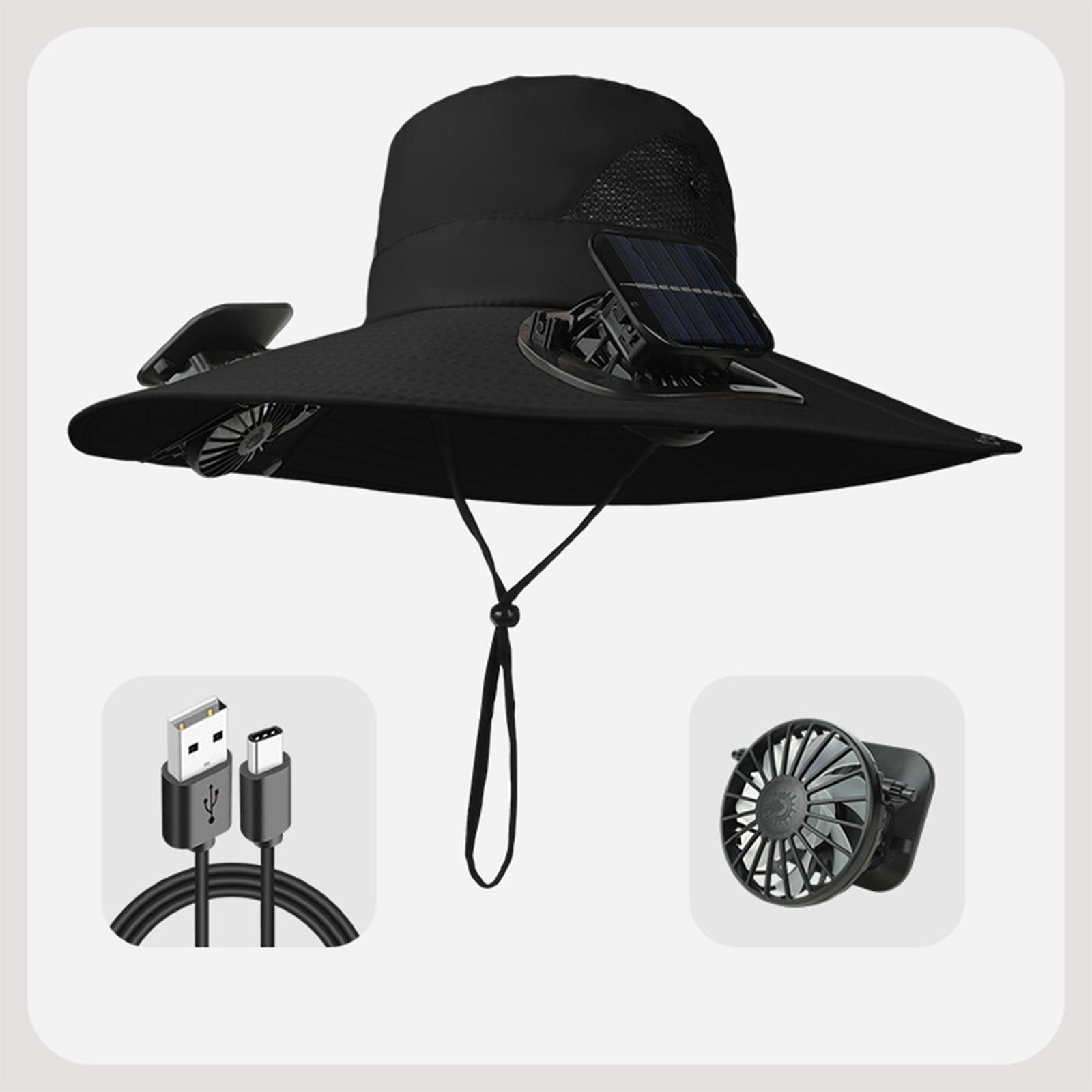Solar Fan Hat Summer Fisherman Hat With Built-In Fan Sun Hat With Fan USB & Solar Charging Strong Wind Fishing Hat For Men Women