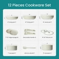thumbnail image 3 of edx 12pcs Cookware Set, Non-Stick Pots Pans Set with Detachable Handle Multi-Function for Home Kitchen, Beige, 3 of 9