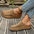thumbnail image 3 of Women's Platform Suede Slip On Casual Shoes Close Toe Lightweight Clogs Wide Width Non Slip Slide Walking Shoes Brown Size 8.5, 3 of 6