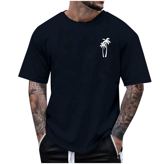 Luwomo Mens T Shirts Summer Graphic Print Short Sleeve Round Neck Loose Tops