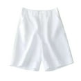 thumbnail image 4 of RYRJJ Womens Bermuda Shorts Linen Casual High Waist Wide Leg Shorts Knee Length Summer Shorts with Pockets(White,3XL), 4 of 8
