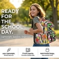 thumbnail image 7 of SCRAWLGOD Stars Dinosaur Pattern School Backpack for Boys Girls Backpack for Kids Teens Elementary Middle School 17 inch Portable Knapsack with Padded Strap, 7 of 7