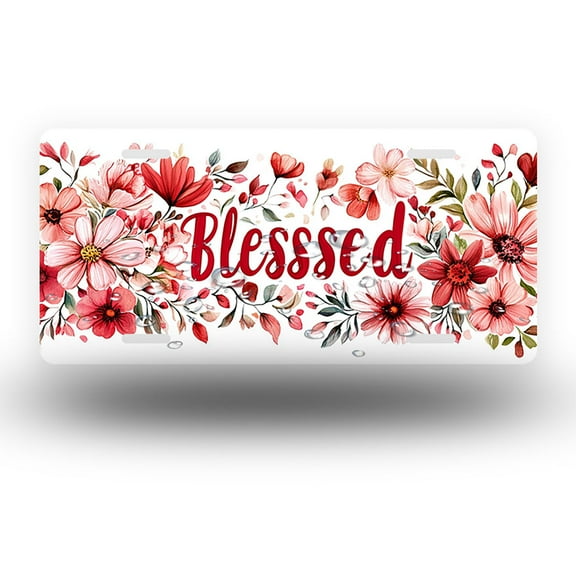 Floral blessings Front License Plate, Metal License Plate, Funny Standard Plates Personalized Novelty Decorative For Men/Women/Boys/Girls Car 6×12 Inch