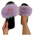 thumbnail image 5 of Wensltd Women's Home Slippers with Memory Foam Fuzzy House Slippers Indoor Outdoor Soft Warm Open Toe Shoes, 5 of 9