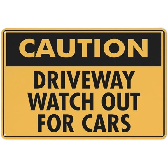 Caution Driveway Watch Out For Cars Sign Warning Sticker-Security Sign Outdoor Sign 12 X 8 Inches