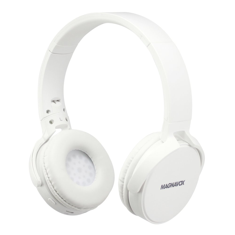 Magnavox White Foldable Headphones with Bluetooth Wireless Technology