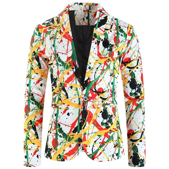 Pisexur Mens Suit Jacket Men's Suit Christmas Printed Breasted Casual Suit Men's Coat Mens Blazer Jacket Blazer for Men Sports Coat for Men