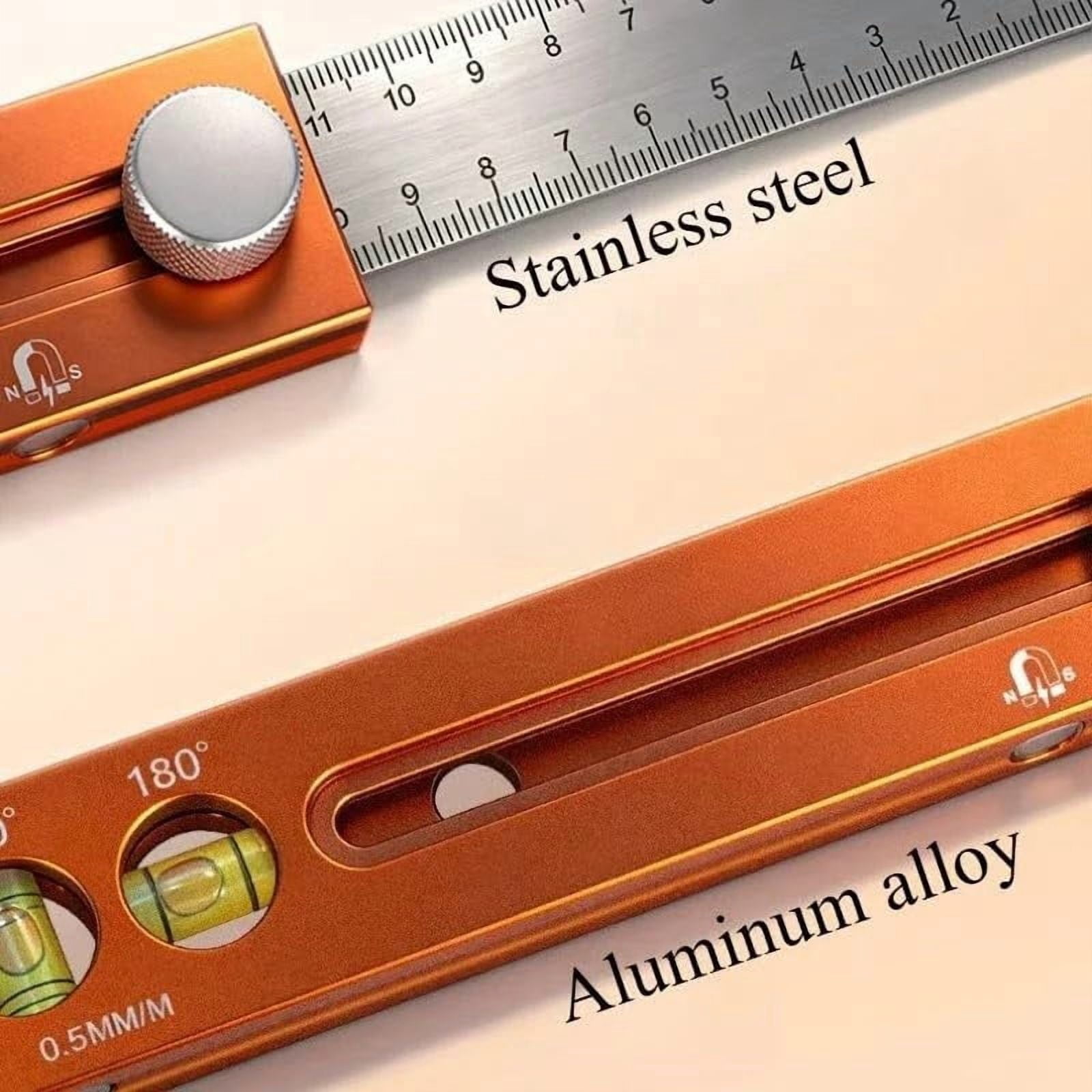Multifunctional Marking Level Ruler, Adjustable Positioning Marking Protractor Tool, Multifunctional Depth Measuring Ruler with Angle Mark 90°-180°, Craftsman Angle Measure Tool (1PCS)