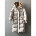 thumbnail image 1 of Chaqueta de plumón con capucha extraíble de lana acolchada de algodón para mujer, abrigo largo suelto, grueso, cálido, Parka de nieve, Invierno, 1 of 5