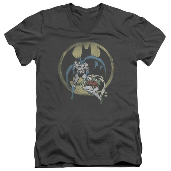 DC Comics Team S/S Adult V-Neck T-Shirt Charcoal