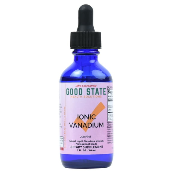 Good State Liquid Ionic Vanadium Concentrate, 100 mcg per 10 Drops, 118 Servings, 2 Fl Oz, Supports Metabolic Health and Blood Sugar Balance