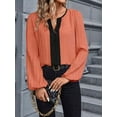 thumbnail image 6 of Womens Dressy Casual V Neck Color Block Business Blouses Long Sleeve Work Shirts Fall Trendy Clothes Coral XL, 6 of 9