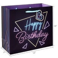 thumbnail image 3 of (6 pack) Purple Neon Happy Birthday Paper Gift Bag, 10" x 12", by Way To Celebrate, 3 of 8
