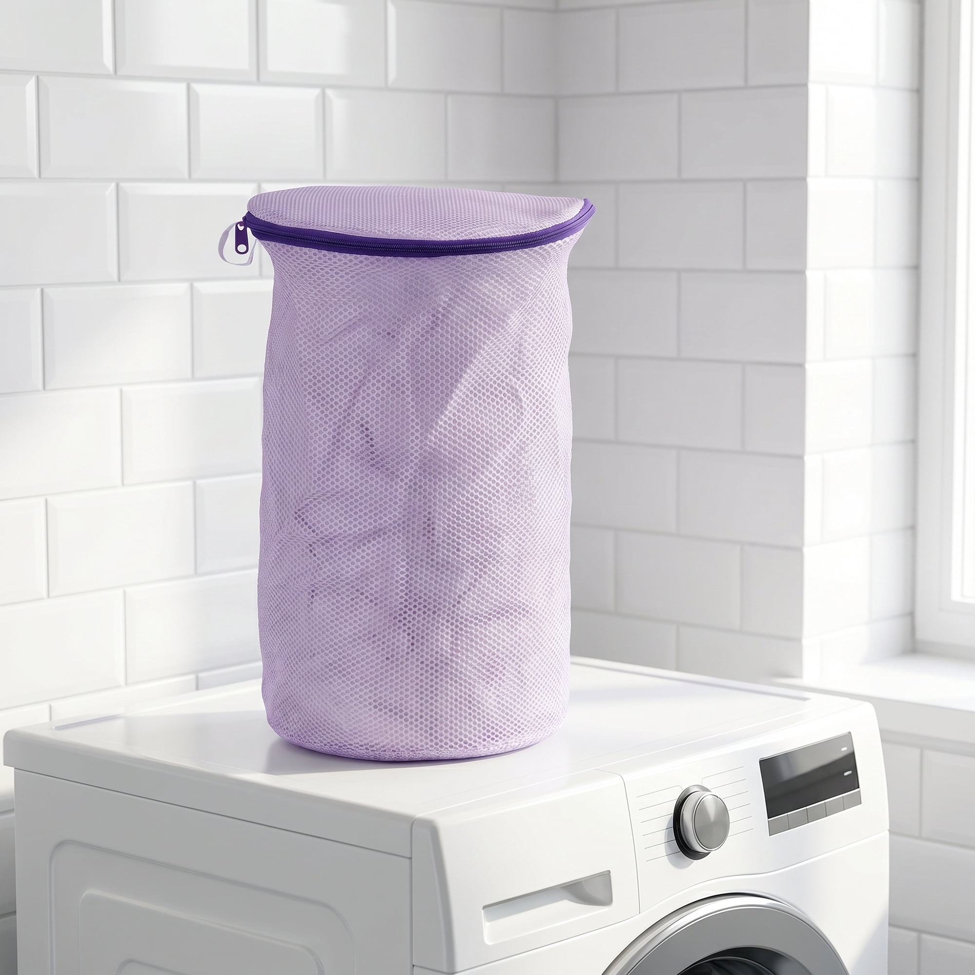 Unique Bargains 2 Pack Polyester  Zippered  Shoe Bag for Washing Machine Purple 7.9"x15"