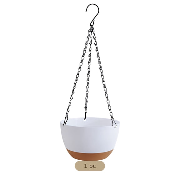 Hanging Planters, 8.1 in / 20.5 cm Plastic Hanging Planters, Flower Pot with Watering Reservoir Tray and Drainage Hole, Heavy Duty Iron Chain for Indoor Outdoor Succulents Ivy Ferns