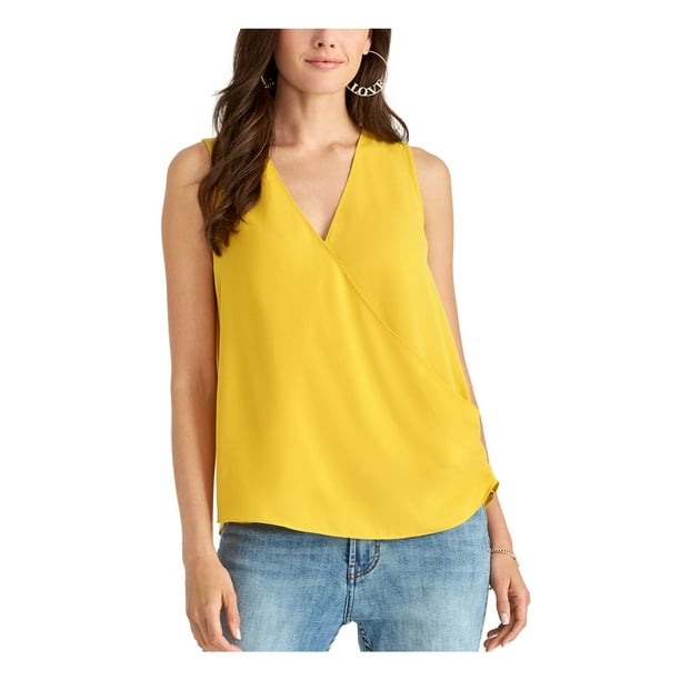 RACHEL ROY Womens Yellow Sleeveless V Neck Top Size: XS - Walmart.com