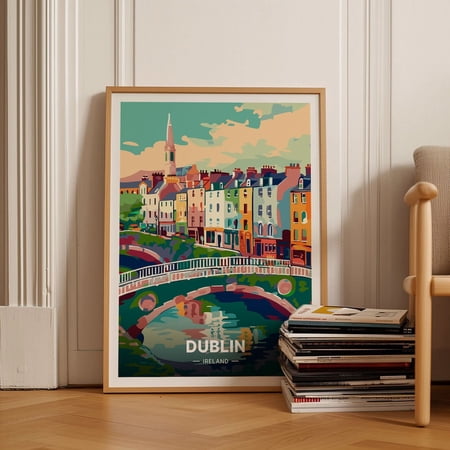 Dublin Ireland European City Vintage Wall Art 2, Unframed Paper Poster 8x10in