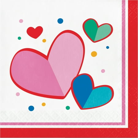 Way To Celebrate Valentine's Day Lunch Napkins, Two-Tone Hearts, 20 Count