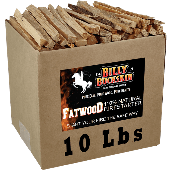 Billy Buckskin Fatwood Fire Starter Sticks, Easy & Safe Fire Starter, Start a Fire with Just 2 Sticks, Works in any Weather Conditions, 10 Pound Box