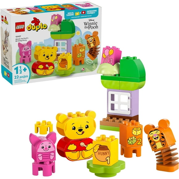 SHIQI-DUPLO Disney Winnie The Pooh’s Birthday Party Building Set - Baby Toy for 18 Months and Up - Sensory Toys to Inspire Imaginative Play - Building Blocks for Toddlers 1-3 - 10457