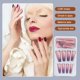 thumbnail image 5 of 1 Juego de uñas con punta francesa, uñas artificiales con degradado, calcomanías desmontables, regalos de bailarina, Kit de manicura para Arte de uñas tipo 17, gelatina 24 piezas Pegamento 2g Vogacara CE011628-17, 5 of 6