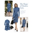 thumbnail image 5 of Women's Blue Denim Midi Length with Asymmetric Line Midi Dress for Wedding Guest, Prom and Evening Party, 5 of 9