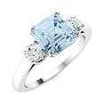 thumbnail image 2 of 6MM Square Shape Aquamarine 925 Sterling Silver Women Trilogy Ring, 2 of 3
