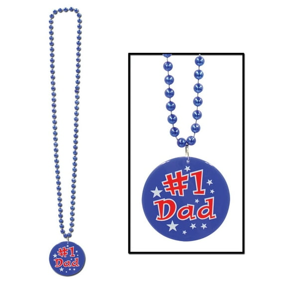 Party Central Club Pack of 12 Blue #1 Dad Medallion Beaded Party Necklaces 36