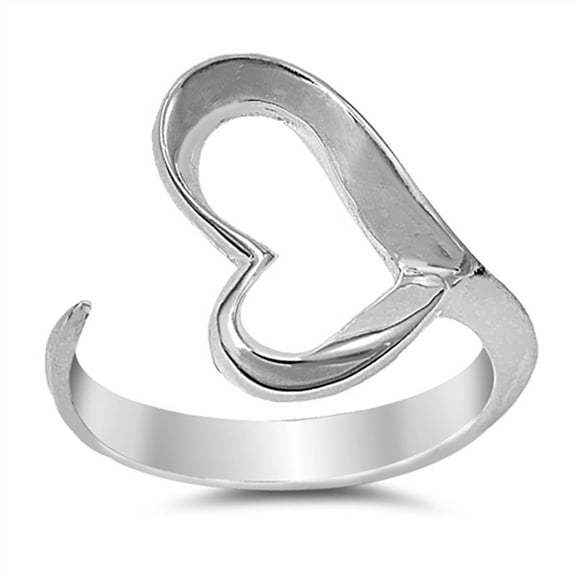 Open Purity Heart Promise Cute Love Ring New 925 Sterling Silver Band Size 4