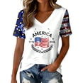 thumbnail image 2 of haizhen 250 Anniversary USA Shirt Women Summer V Neck Sparkly 250th Anniversary Flag Graphic Tees Patriotic 4th of July Shirts Women July 4th Tshirts Going Out Tops White, XL, 2 of 5