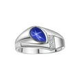 thumbnail image 1 of RYLOS Men's Rings Sterling Silver Ring - Timeless Pear Shape Cabochone Gemstone & Diamonds - Tear Drop Blue Star Sapphire Rings For Men  Size 8, 1 of 6