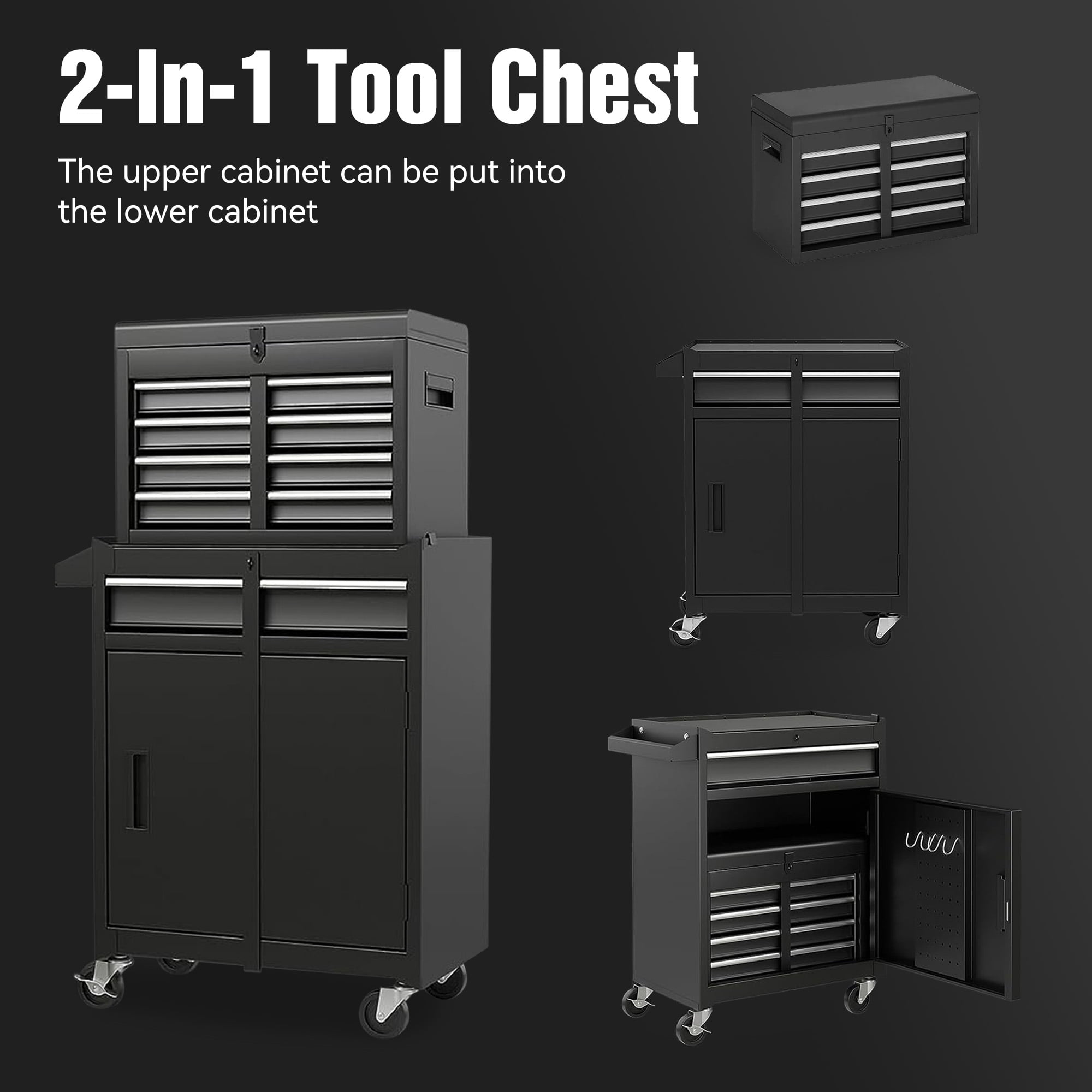 7 Drawer Tool Chest on Wheels, Multi-function Rolling Tool Box Organizer for Garage Workshop Warehouse Repair Shop, Blue