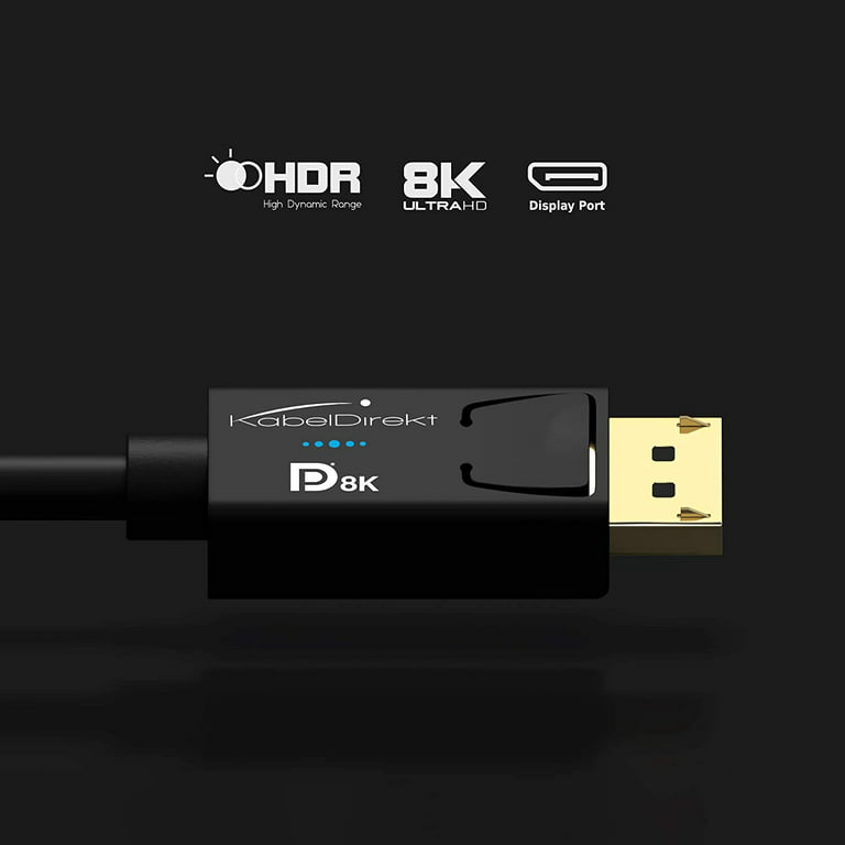 KabelDirekt - 8K DisplayPort cable version 1.4 - 6 feet - (VESA certified  supports 8K 60 Hz 4K 120 Hz HBR3 DSC HDR10 DP8K) - Gaming Edition 