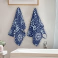 thumbnail image 4 of Dreamtimes Navy Blue Snowflakes Hand Towels 2 PCS, Christmas Pattern Kitchen Towel Ultra Soft and Highly Absorbent,Decorative Fingertip Face Towel for Bathroom Hotel, 28.3"x 14.4", 4 of 6