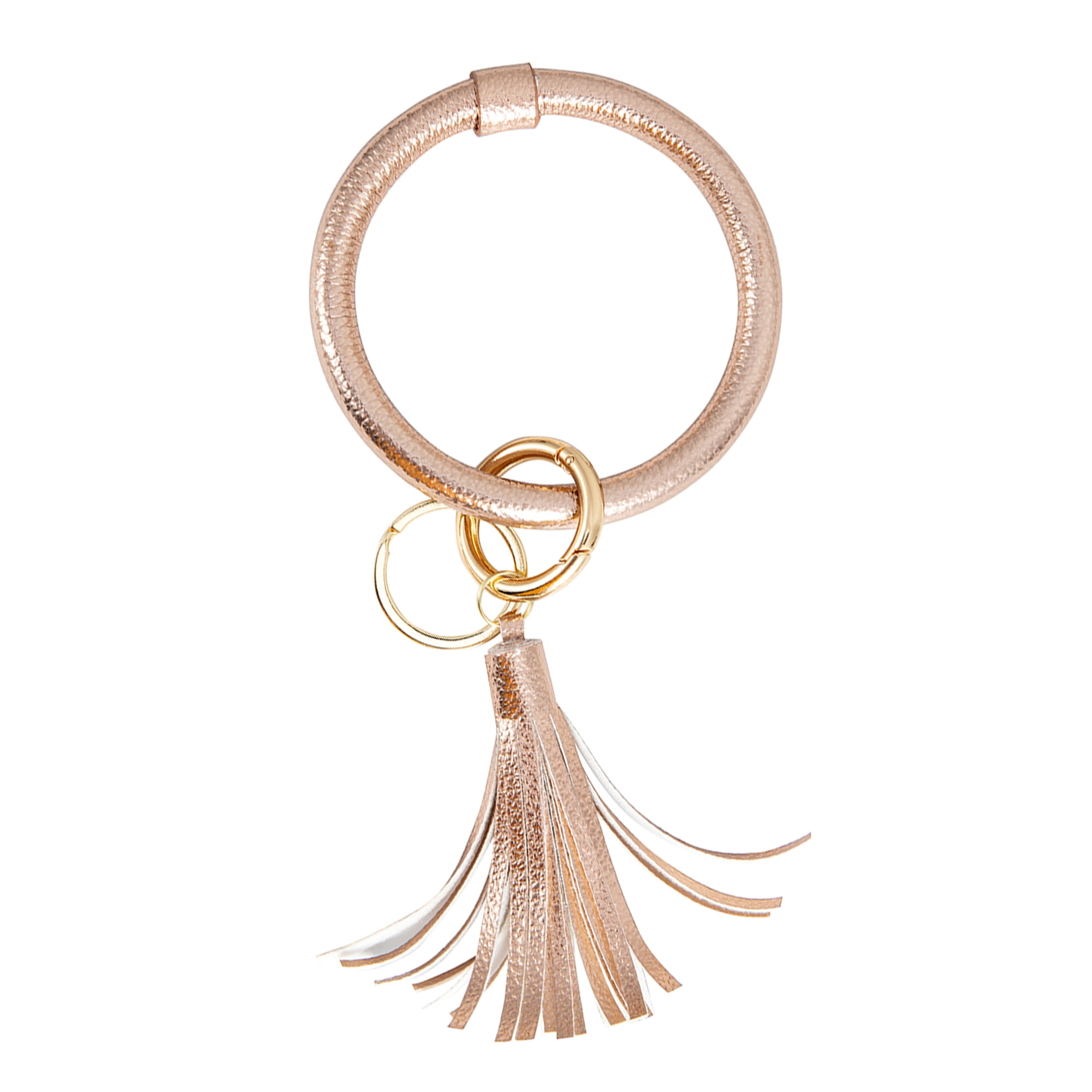 SAYFUT Handmade PU Leather Bracelet Key Ring Bangle Keyring, Tassel